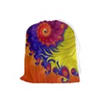 Fractal Spiral Bright Colors Drawstring Pouch (Large)