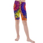 Fractal Spiral Bright Colors Kids  Mid Length Swim Shorts