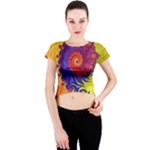 Fractal Spiral Bright Colors Crew Neck Crop Top