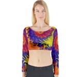 Fractal Spiral Bright Colors Long Sleeve Crop Top