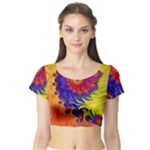 Fractal Spiral Bright Colors Short Sleeve Crop Top