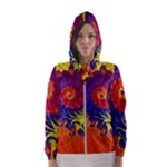 Fractal Spiral Bright Colors Women s Hooded Windbreaker