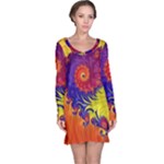 Fractal Spiral Bright Colors Long Sleeve Nightdress