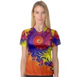 Fractal Spiral Bright Colors V-Neck Sport Mesh Tee