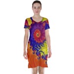 Fractal Spiral Bright Colors Short Sleeve Nightdress