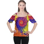 Fractal Spiral Bright Colors Cutout Shoulder Tee