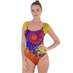 Fractal Spiral Bright Colors Short Sleeve Leotard 