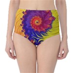 Fractal Spiral Bright Colors Classic High-Waist Bikini Bottoms