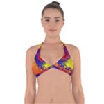 Fractal Spiral Bright Colors Halter Neck Bikini Top