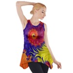 Fractal Spiral Bright Colors Side Drop Tank Tunic