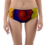 Fractal Spiral Bright Colors Reversible Mid-Waist Bikini Bottoms