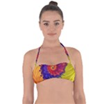 Fractal Spiral Bright Colors Halter Bandeau Bikini Top