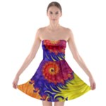 Fractal Spiral Bright Colors Strapless Bra Top Dress