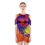 Fractal Spiral Bright Colors Shoulder Cutout One Piece Dress