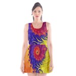 Fractal Spiral Bright Colors Scoop Neck Skater Dress