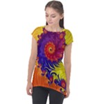 Fractal Spiral Bright Colors Cap Sleeve High Low Top