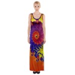 Fractal Spiral Bright Colors Thigh Split Maxi Dress