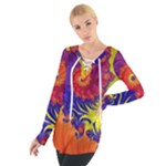 Fractal Spiral Bright Colors Tie Up Tee