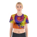 Fractal Spiral Bright Colors Cotton Crop Top