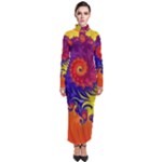 Fractal Spiral Bright Colors Turtleneck Maxi Dress