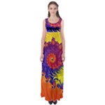 Fractal Spiral Bright Colors Empire Waist Maxi Dress