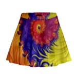 Fractal Spiral Bright Colors Mini Flare Skirt