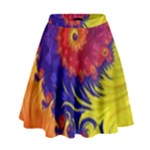 Fractal Spiral Bright Colors High Waist Skirt