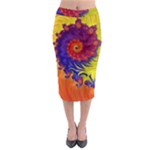 Fractal Spiral Bright Colors Midi Pencil Skirt