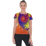 Fractal Spiral Bright Colors Short Sleeve Sports Top 