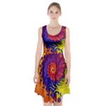 Fractal Spiral Bright Colors Racerback Midi Dress