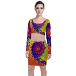 Fractal Spiral Bright Colors Top and Skirt Sets