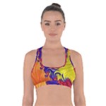 Fractal Spiral Bright Colors Cross Back Sports Bra