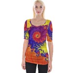 Fractal Spiral Bright Colors Wide Neckline Tee