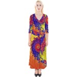 Fractal Spiral Bright Colors Quarter Sleeve Wrap Maxi Dress