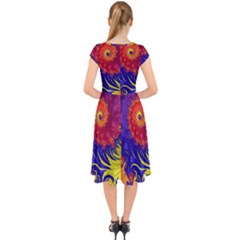 Cap Sleeve Front Wrap Midi Dress 