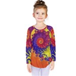 Fractal Spiral Bright Colors Kids  Long Sleeve Tee