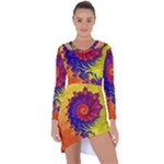 Fractal Spiral Bright Colors Asymmetric Cut-Out Shift Dress