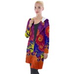 Fractal Spiral Bright Colors Hooded Pocket Cardigan