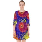 Fractal Spiral Bright Colors Smock Dress