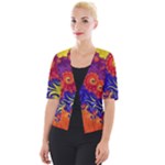 Fractal Spiral Bright Colors Cropped Button Cardigan