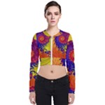 Fractal Spiral Bright Colors Long Sleeve Zip Up Bomber Jacket