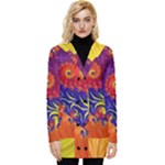 Fractal Spiral Bright Colors Button Up Hooded Coat 