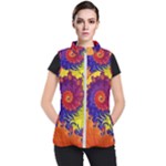 Fractal Spiral Bright Colors Women s Puffer Vest