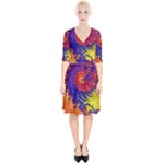 Fractal Spiral Bright Colors Wrap Up Cocktail Dress