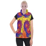 Fractal Spiral Bright Colors Women s Button Up Vest