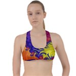 Fractal Spiral Bright Colors Criss Cross Racerback Sports Bra