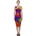 Fractal Spiral Bright Colors Sleeveless Pencil Dress