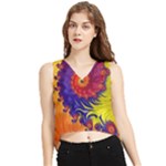 Fractal Spiral Bright Colors V-Neck Cropped Tank Top