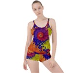 Fractal Spiral Bright Colors Boyleg Tankini Set 