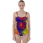 Fractal Spiral Bright Colors Twist Front Tankini Set